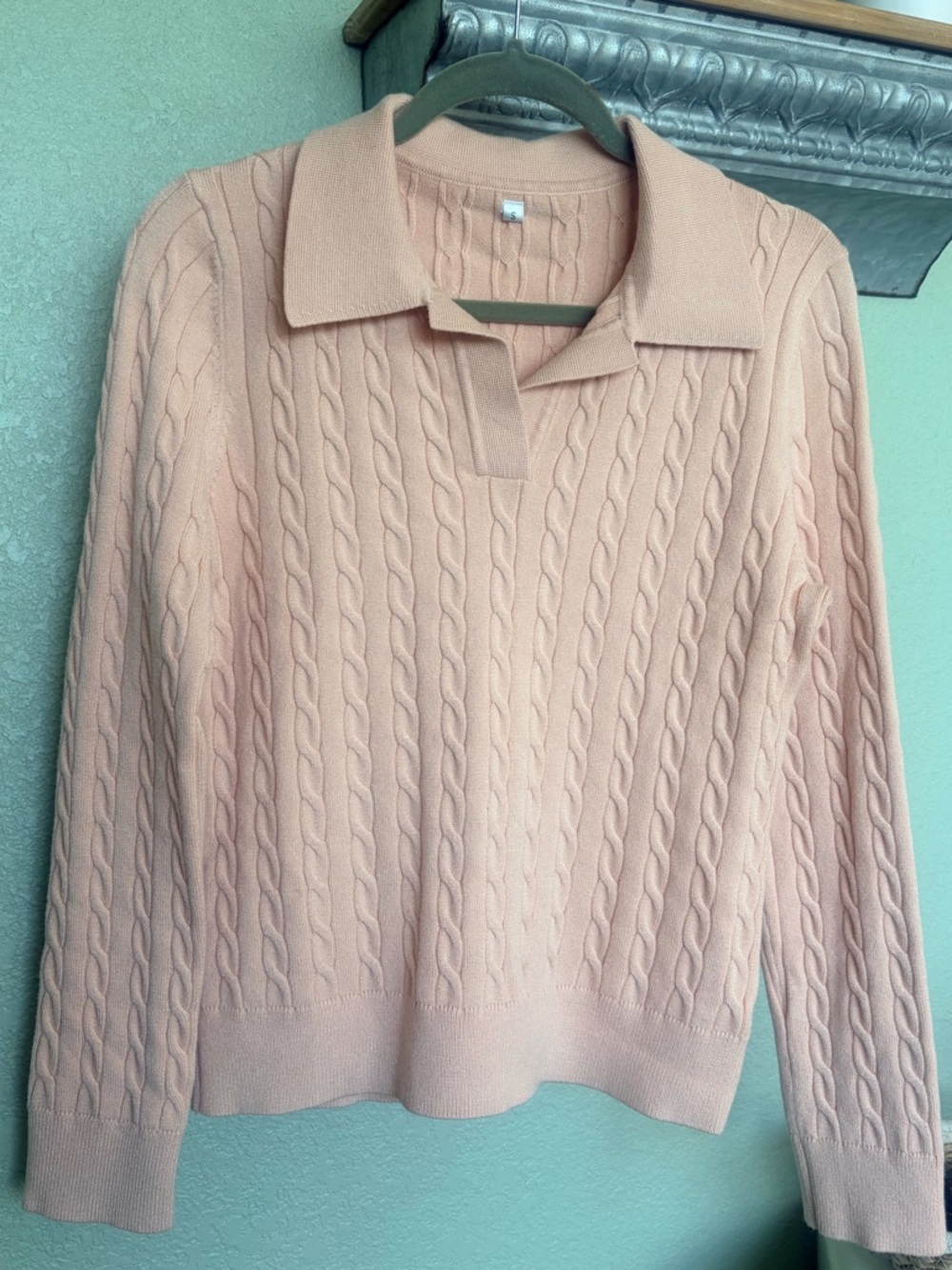 🩷Light Rose Nude🩷 Women's Cable Knit Polo Sweater
